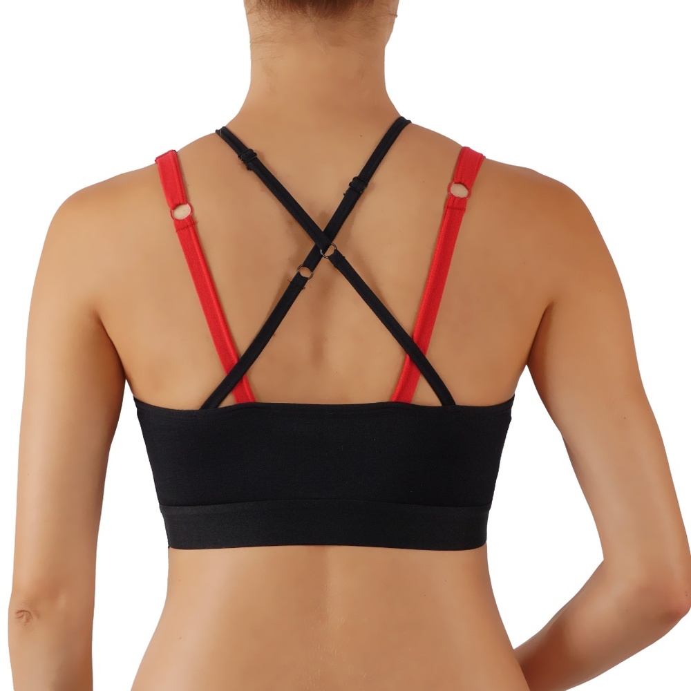 White and black sexy mesh top criss cross back - Picture 3 of 3